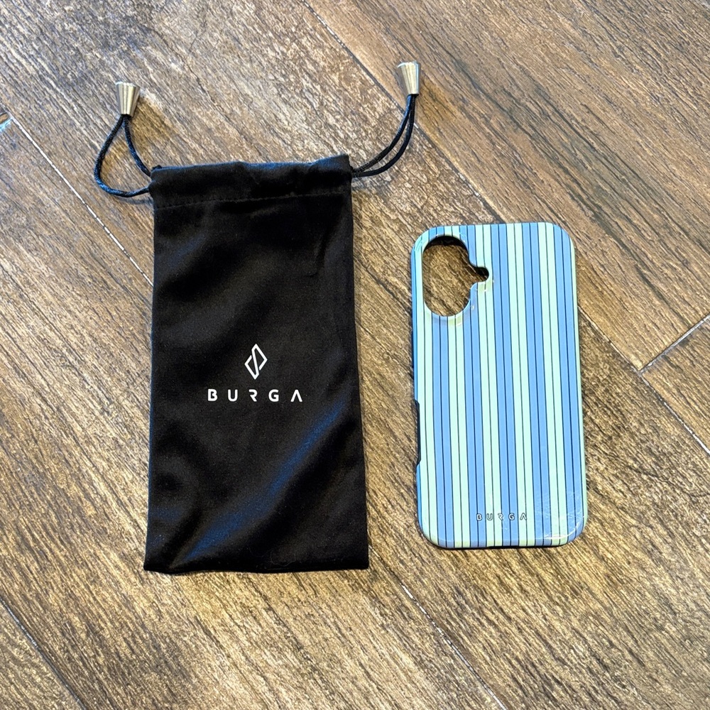 Burga Blue and Green Striped iPhone 16 Phone case